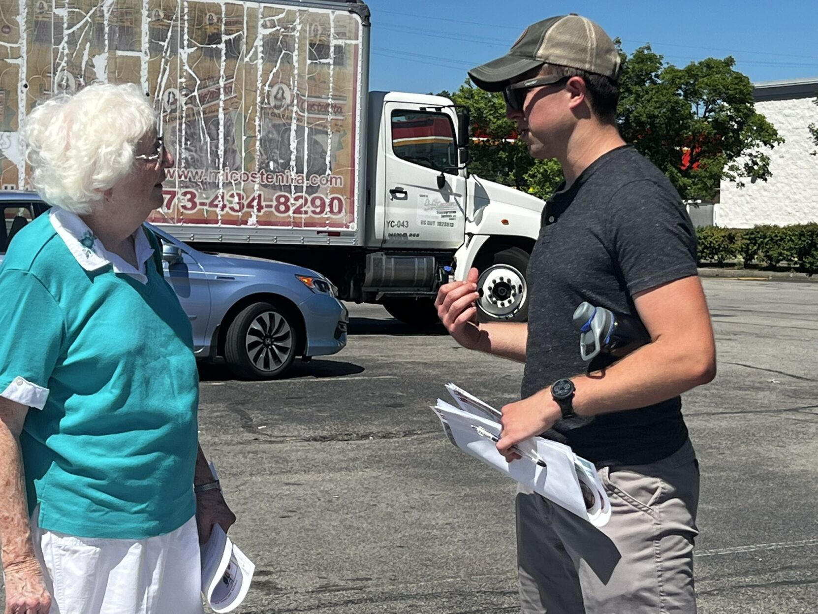 Joyce Freadreacea speaks with project official.